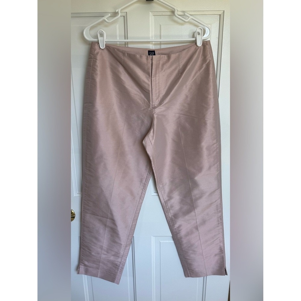 Vintage‎ Y2K GAP 100% Silk Cropped Ankle Pants Blush Pink Size 10